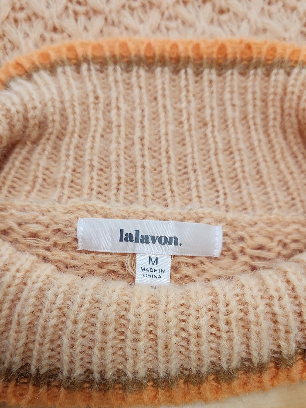 Lalavon Cozy Aesthetic Sweetheart Stitch Striped Cropped Sweater Pink Yellow M - Picture 8 of 16